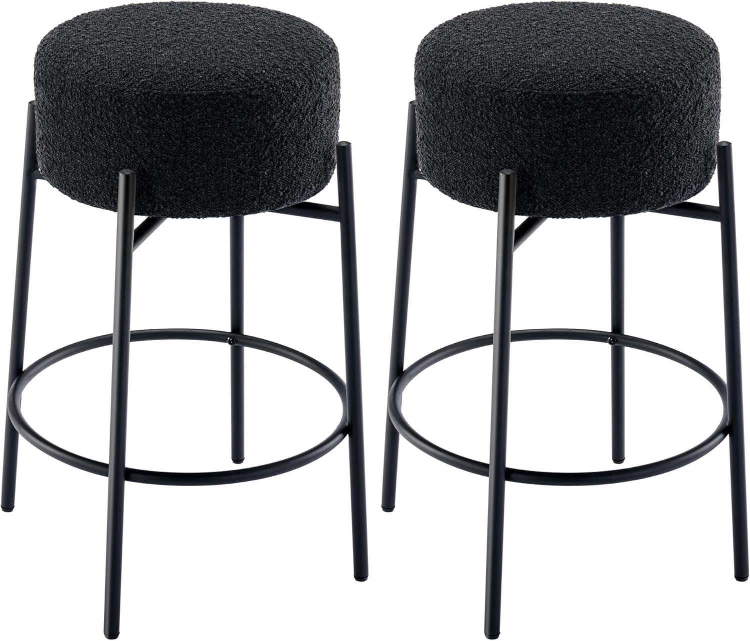 Zibeths black swivel boucle counter height bar stools set of 2