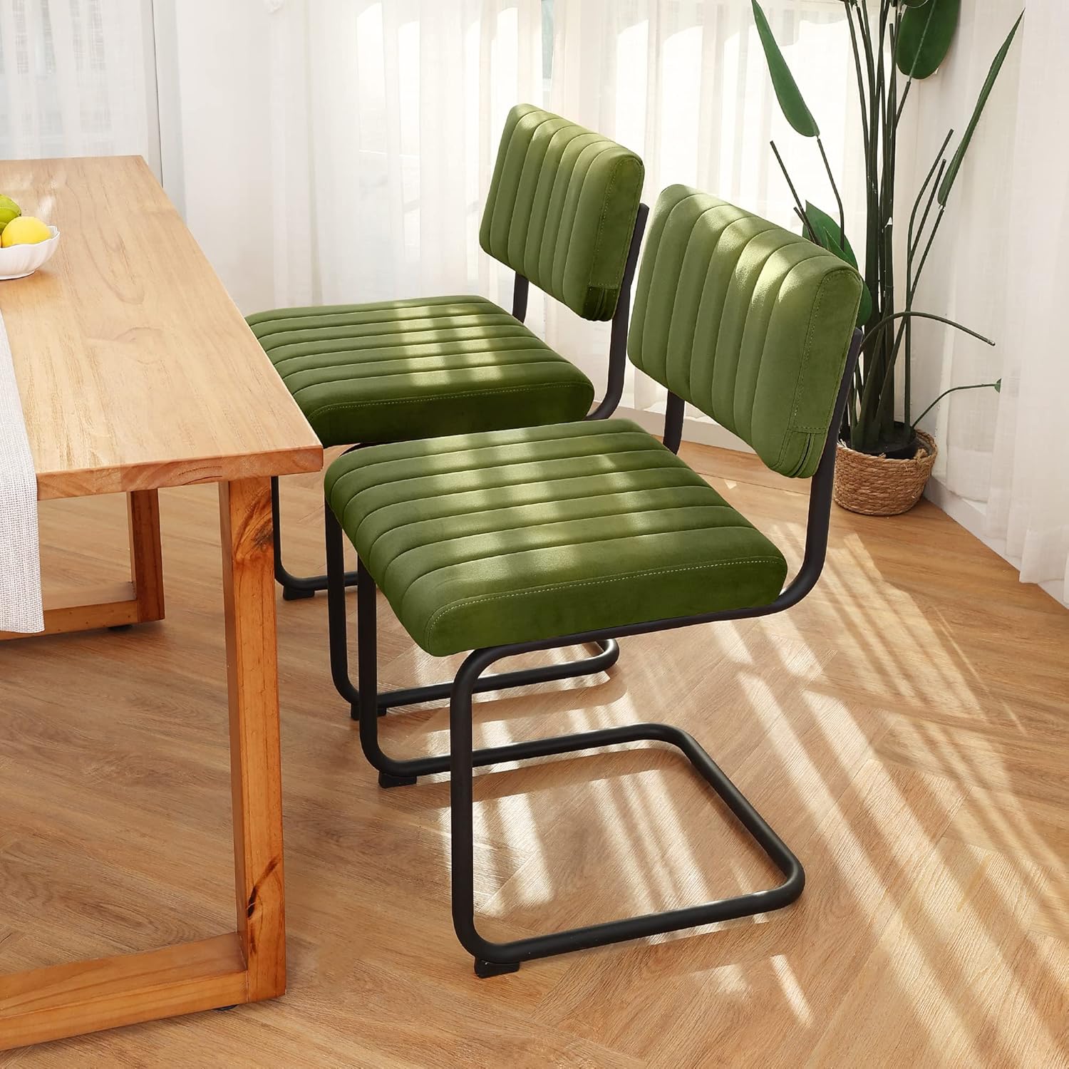 Zibeths green velvet dining chairs set of 2