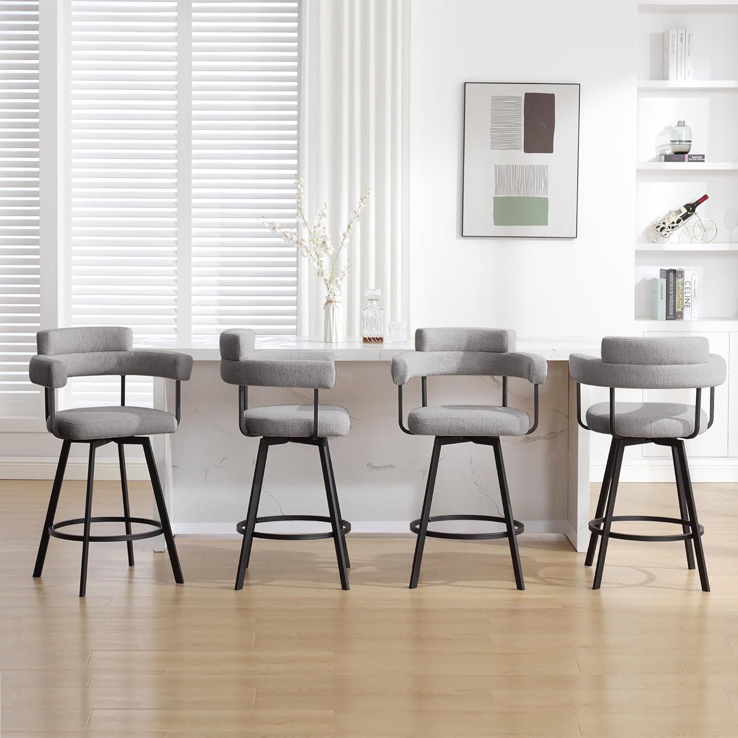 Zibeths grey upholstered counter height bar stools set of 4