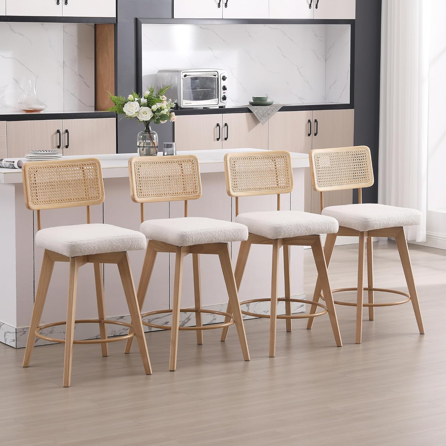 Zibeths rattan counter height bar stools set of 4