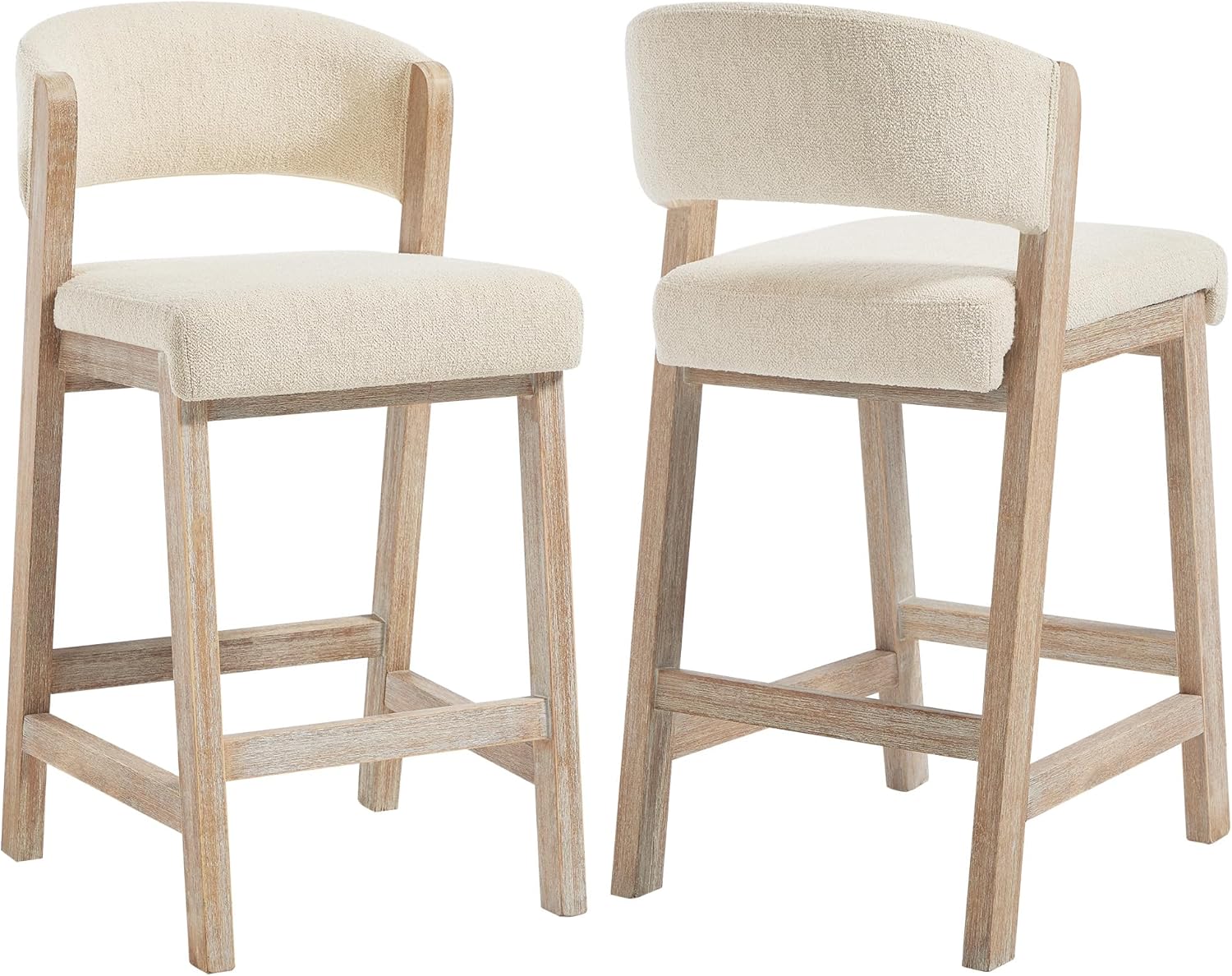 Zibeths solid wooden linen upholstered bar stools in brown tone