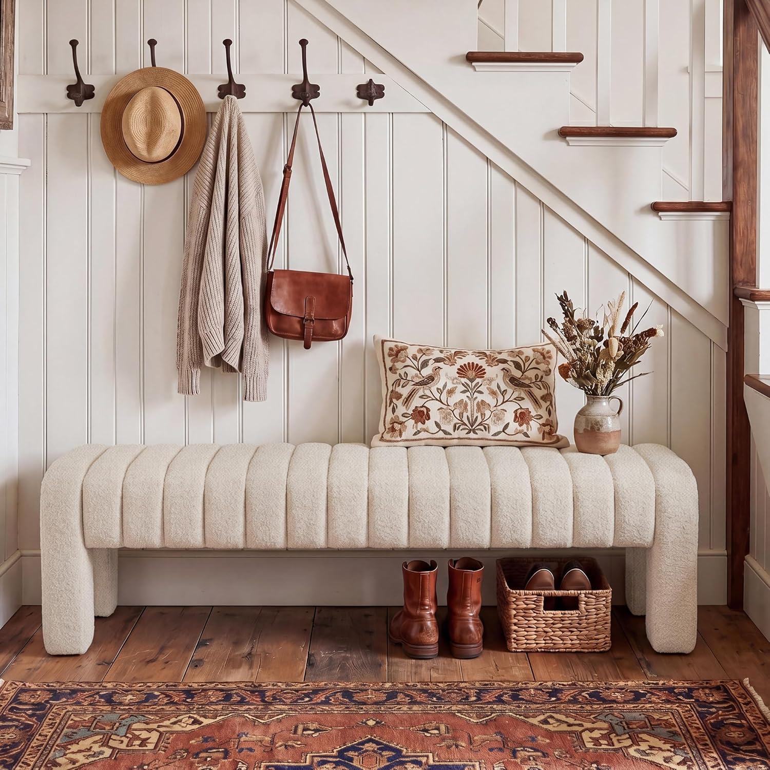 Zibeths bench channel tufted seat