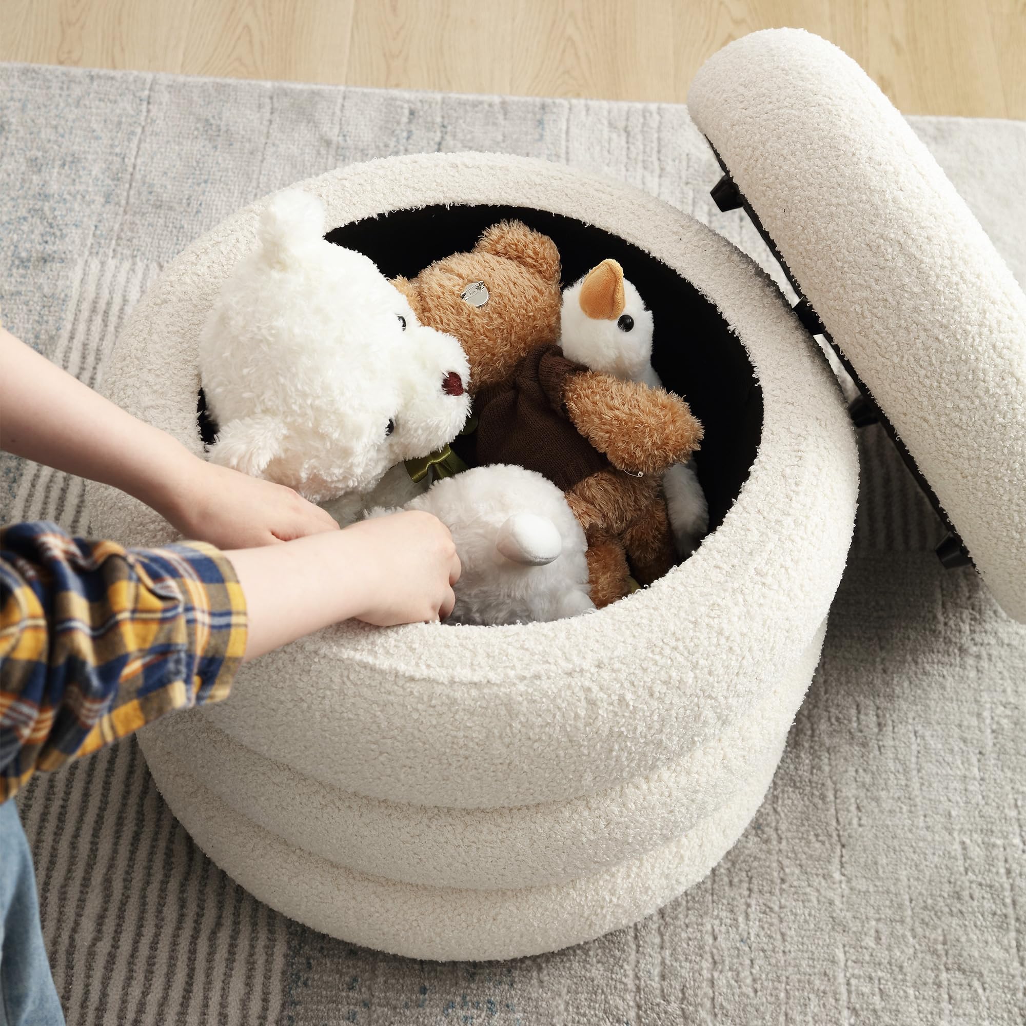 Zibeths storage ottoman open interior